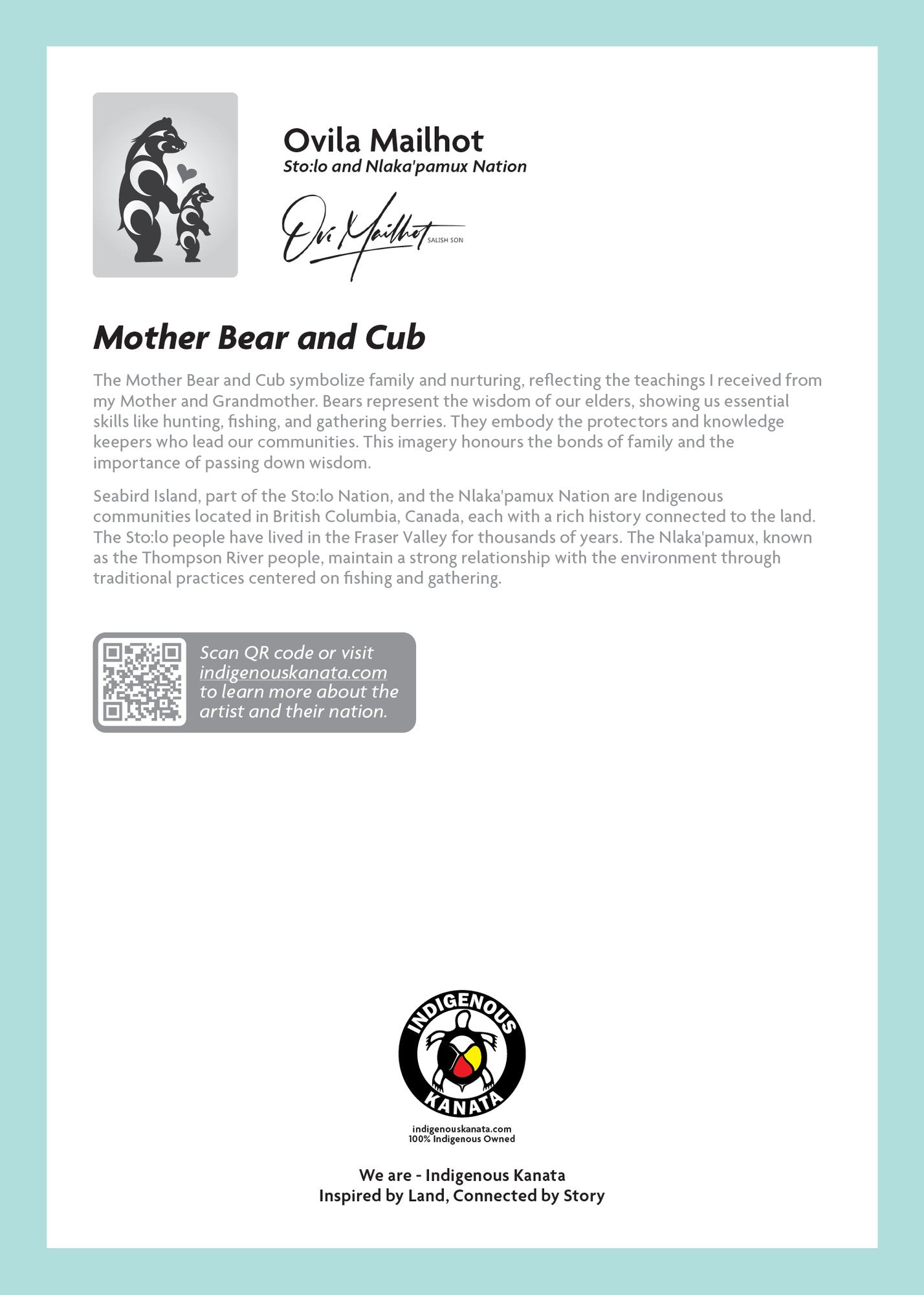 Art Card - Mother Bear and Cub - back