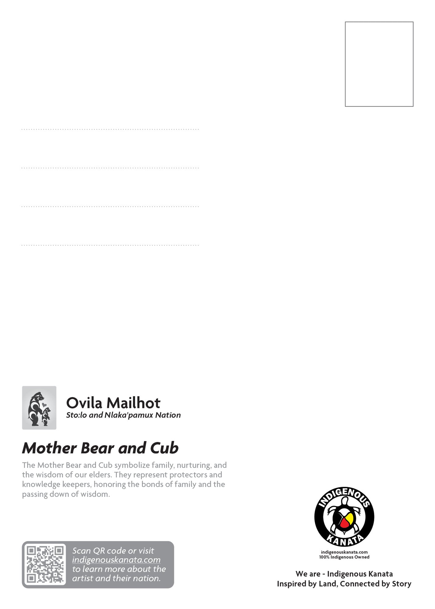 Postcard - Mother Bear and Cub - back